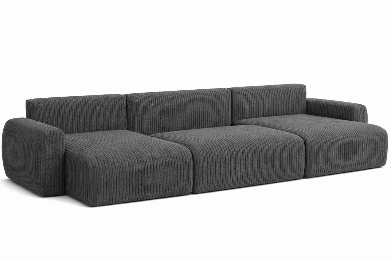 Narożnik z funkcją spania, Ariel U XL, sztruks Poso, Szary