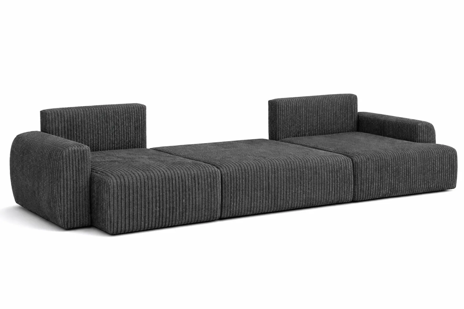 Narożnik z funkcją spania, Ariel U XL, sztruks Poso, Szary