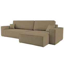 Narożnik z funkcją spania, BEST XL tkanina Quelle Jasnobrązowy Prawy