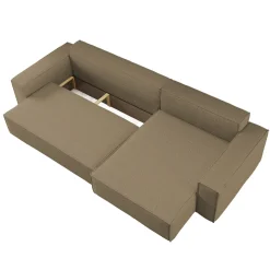 Narożnik z funkcją spania, BEST XL tkanina Quelle Jasnobrązowy Prawy