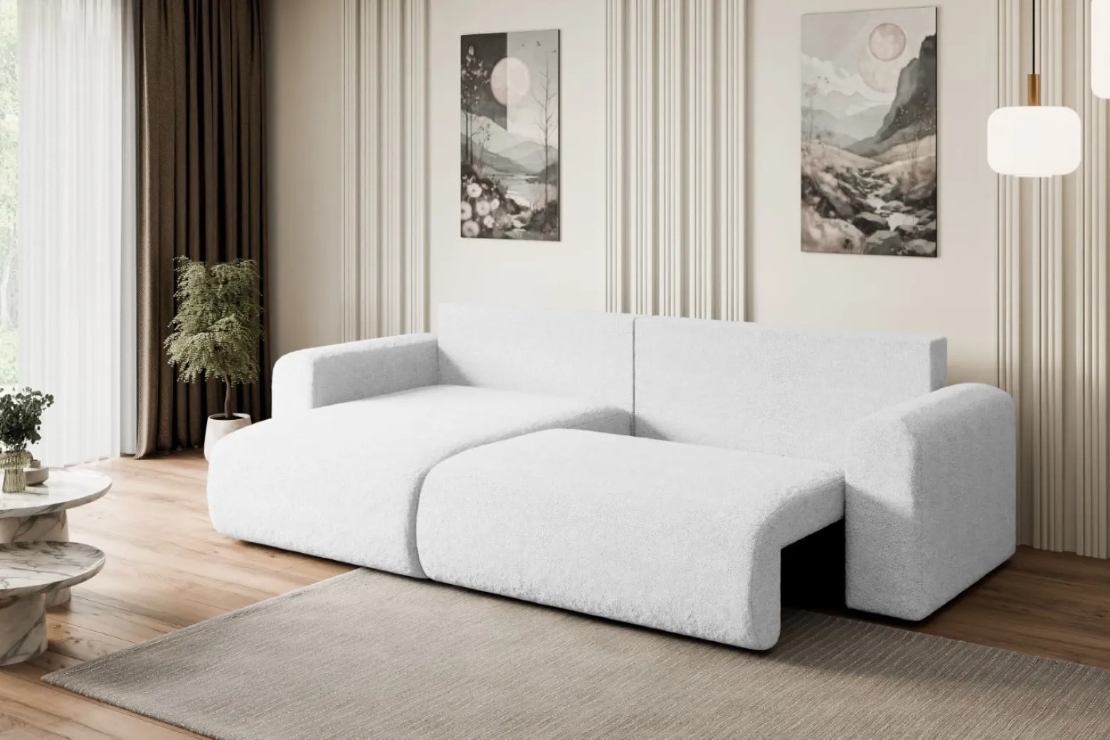 Narożnik z funkcją spania i pojemnikiem ORRO-L - 272x145x83cm Biały