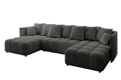 Narożnik z funkcją spania i pojemnikiem LONIL-U 355x189x68 cm Grafitowy