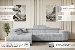 Narożnik z funkcją spania i pojemnikiem GUSA-L 256x165x84 cm Beżowy