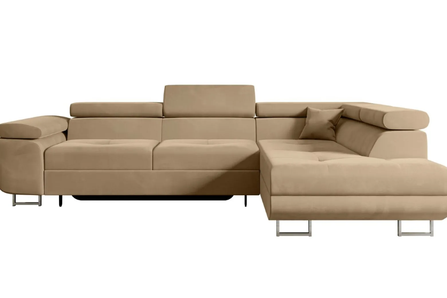Narożnik z funkcją spania i pojemnikiem GUSA-L 256x165x84 cm Beżowy