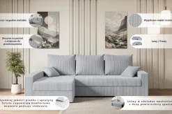 Narożnik z funkcją spania i pojemnikiem ALESIA-L 231x140x90 cm Beżowy
