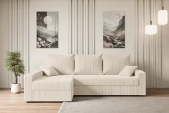 Narożnik z funkcją spania i pojemnikiem ALESIA-L 231x140x90 cm Beżowy