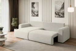 Narożnik z funkcją spania i pojemnikiem ORRO-L - 272x145x83cm Kremowy