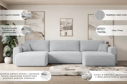 Narożnik z funkcją spania i pojemnikiem ORRO-U - 362x145x83cm Biały