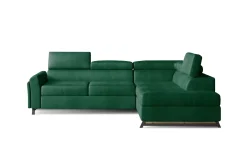 Narożnik z funkcją spania KAIROS VELVET zielony prawy