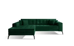 Narożnik z funkcją spania SOLANGE VELVET zielony lewy