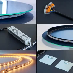 Nieregularne lustro półowalne 50 x 90 cm LED do łazienki - ciepłe światło