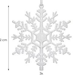 Śnieżynki brokatowe 12 szt. zawieszki na choinkę 12 cm białe