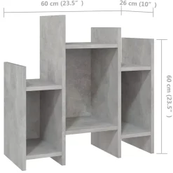 Niski otwarty regał z 6 półkami beton - Riax