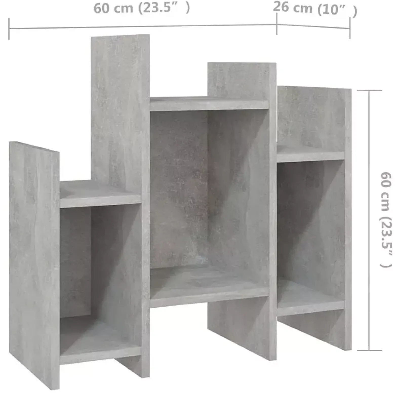 Niski otwarty regał z 6 półkami beton - Riax