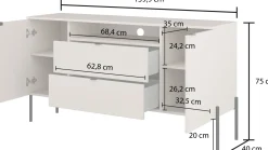 Nowoczesna komoda 140 cm do salonu dwudrzwiowa ORE
