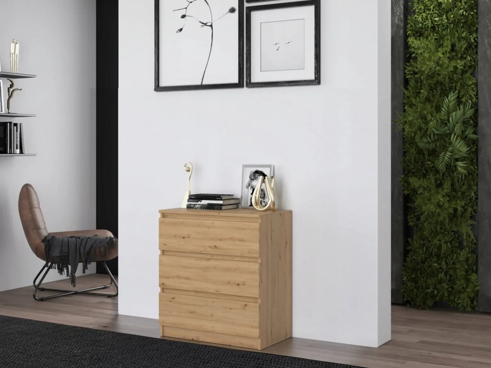 Nowoczesna komoda km3 artisan szafka 3 szuflady do salonu sypialni
