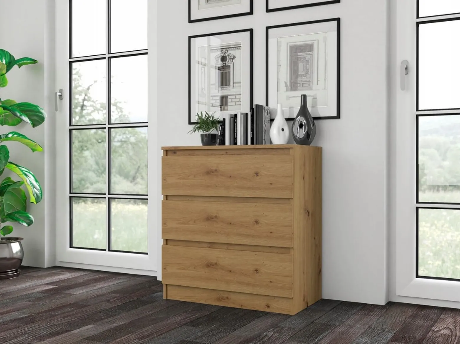 Nowoczesna komoda km3 artisan szafka 3 szuflady do salonu sypialni