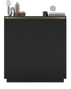 Nowoczesna Komoda RTV Glamour komoda czarny MAT złote akcenty 110,8 cm