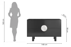 Nowoczesna komoda z marmurem Dancan ZOE 2D / czarny / 140 cm