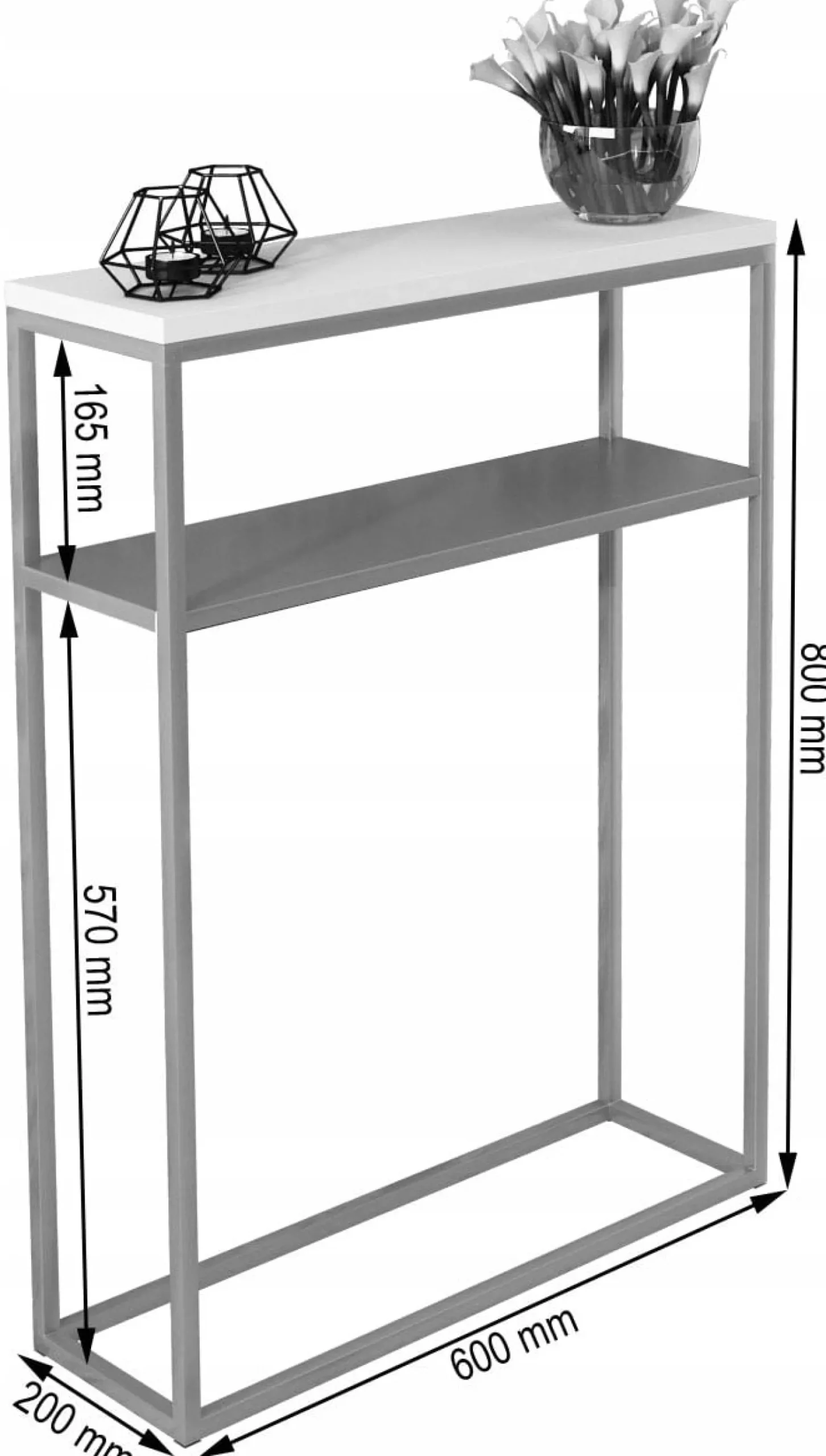 Nowoczesna Konsola Podwójna Przedpokój Loft 60x20x80 Czarna+Dąb Lancelot