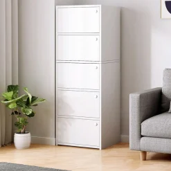 Nowoczesna pojemna komoda szafka duża biała skandynawski retro loft 5 półek