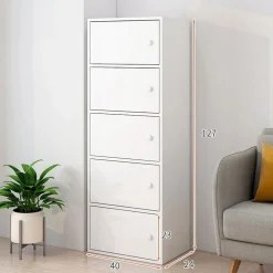 Nowoczesna pojemna komoda szafka duża biała skandynawski retro loft 5 półek