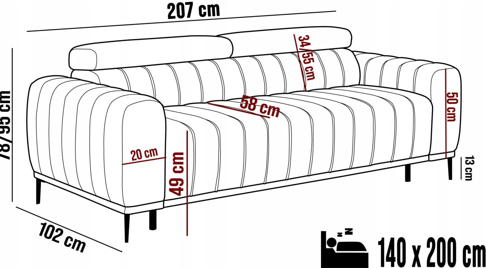 Nowoczesna Sofa Kanapa GANDI 140 Wersal