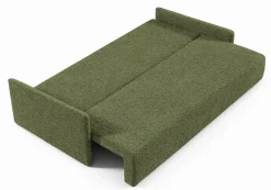Nowoczesna sofa trzyosobowa SISI z funkcja spania w tkaninie Boucle zielona