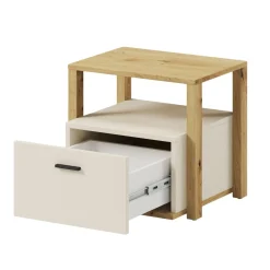 Nowoczesna szafka nocna SONNY z szufladą beżowy + dąb artisan