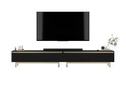 Nowoczesna Szafka RTV Glamour Komoda Czarny MAT metalowe ramy 280 cm