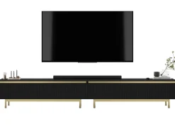 Nowoczesna Szafka RTV Glamour Komoda Czarny MAT metalowe ramy 280 cm