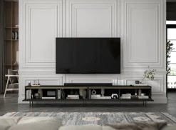 Nowoczesna Szafka RTV Glamour Komoda Czarny MAT metalowe ramy 280 cm