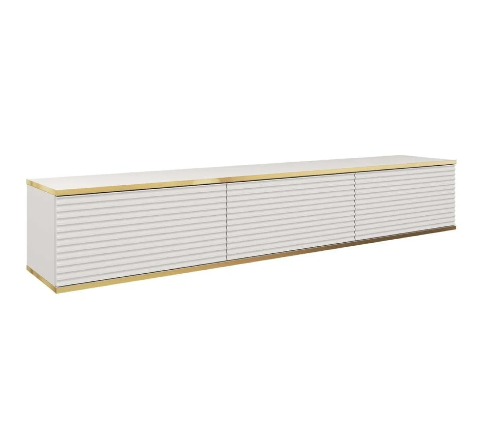 Nowoczesna szafka RTV ORO MDF 175cm biała lamelowane fronty