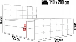 Nowoczesne Łóżko Kontynentalne AMON V 140x200 + 2x pojemnik na pościel