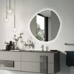 Nowoczesne Lustro Nieregularne LED Loft Ścienne 87x86 cm