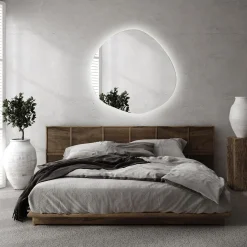 Nowoczesne Lustro Nieregularne LED Loft Ścienne 87x86 cm