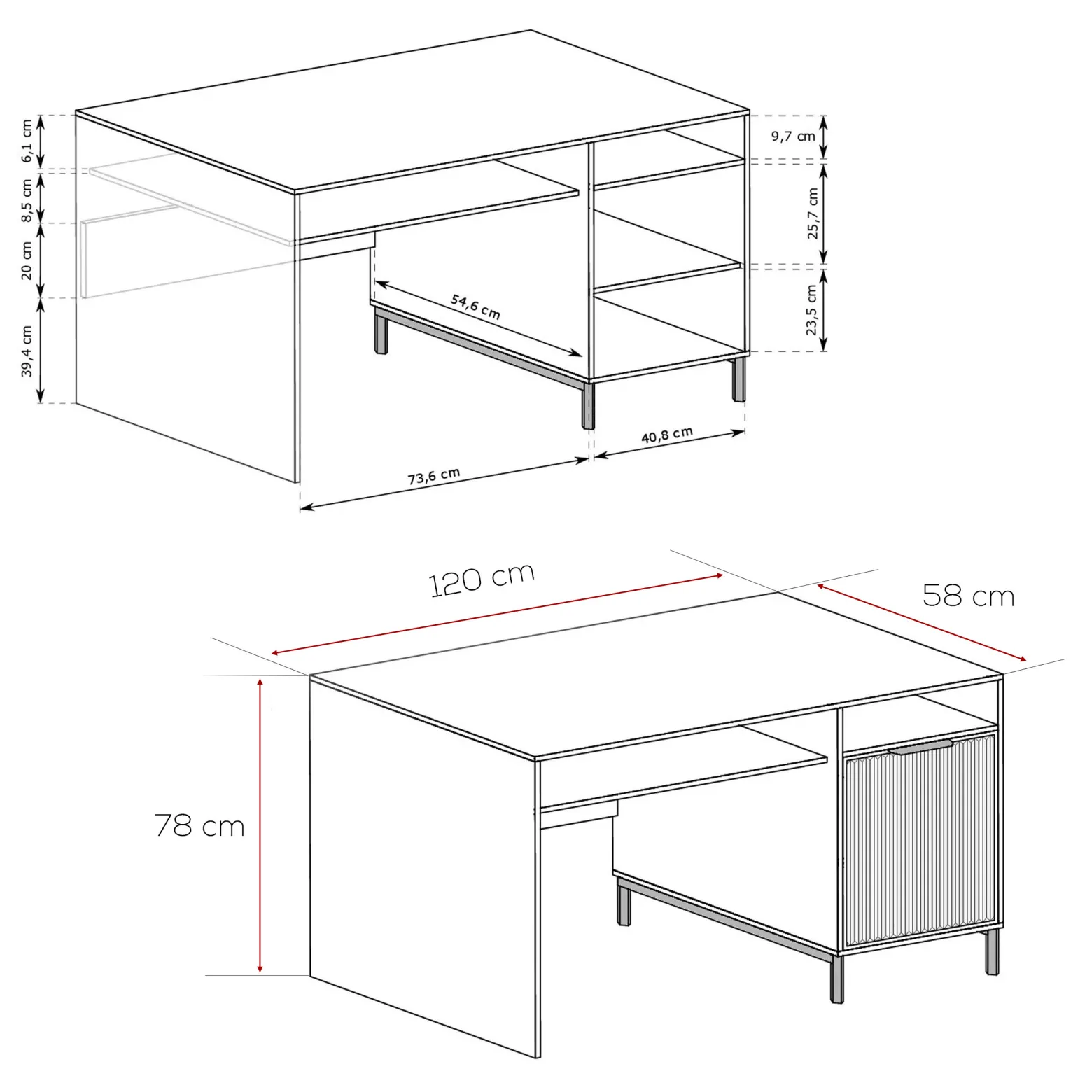 Nowoczesne biurko WAVE 120 cm na nóżkach - kaszmir