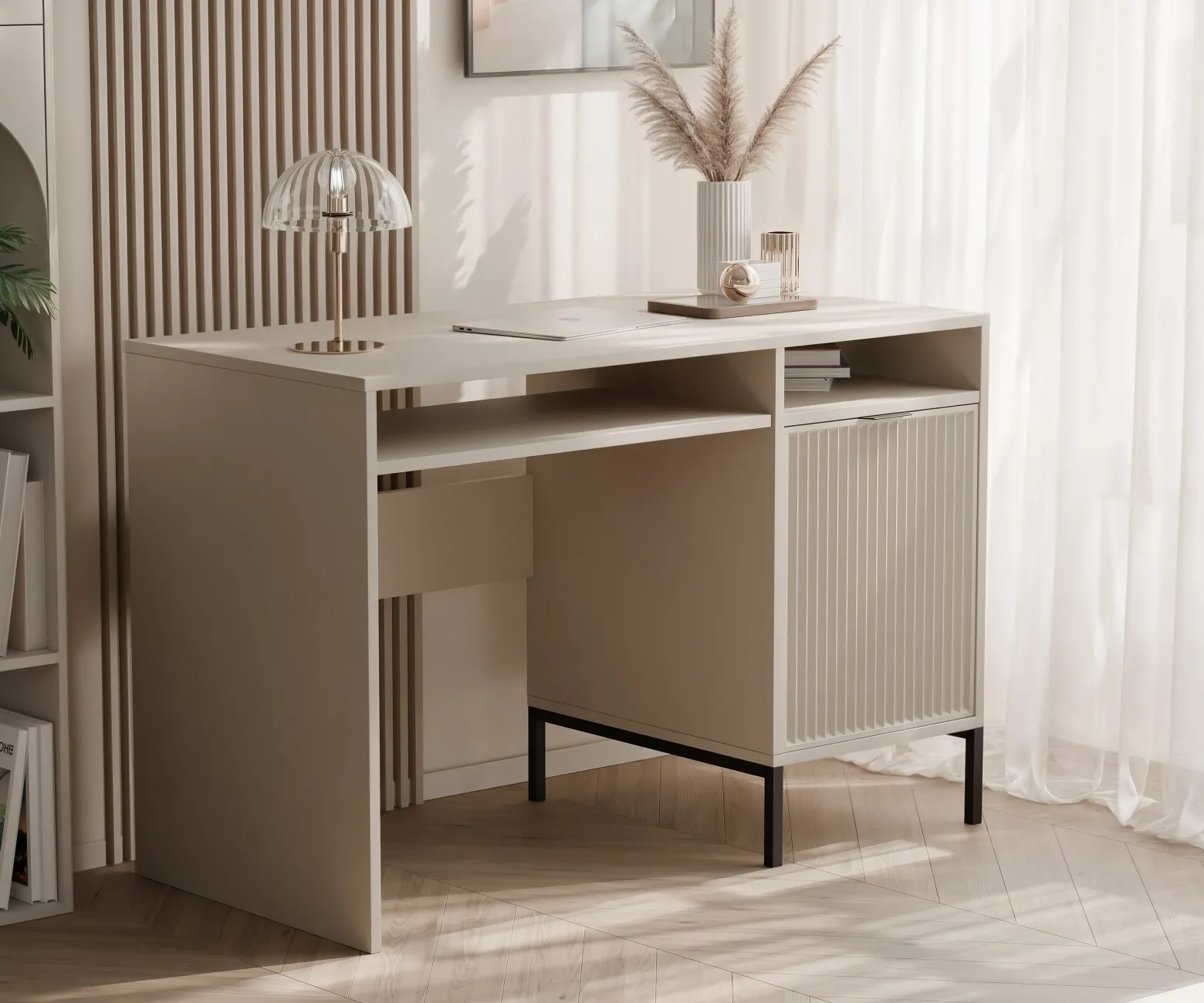 Nowoczesne biurko WAVE 120 cm na nóżkach - kaszmir