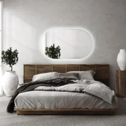 Nowoczesne Lustro Owal Led Loft Ścienne Łazienkowe 70x40 cm