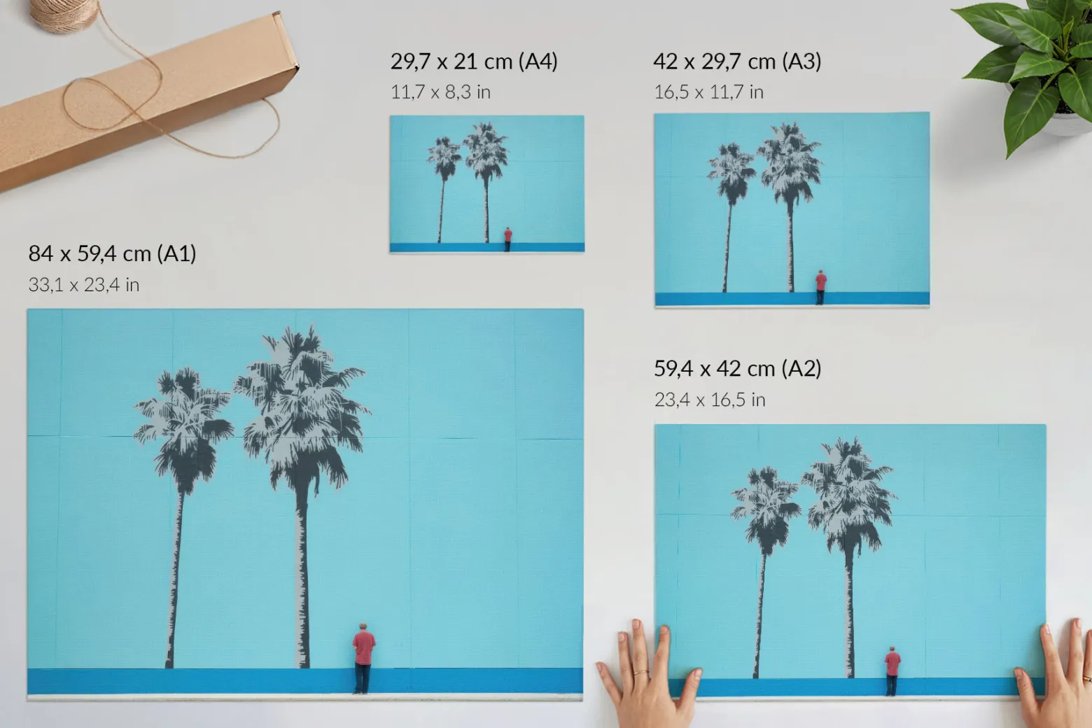 Nowoczesne plakaty A4 Dwie palmy murale kontrast projektu World Surface