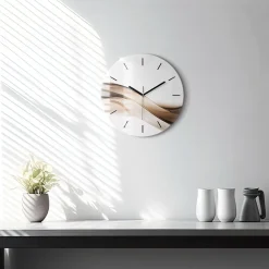Nowoczesny szklany zegar ścienny Abstrakcja linia fi30