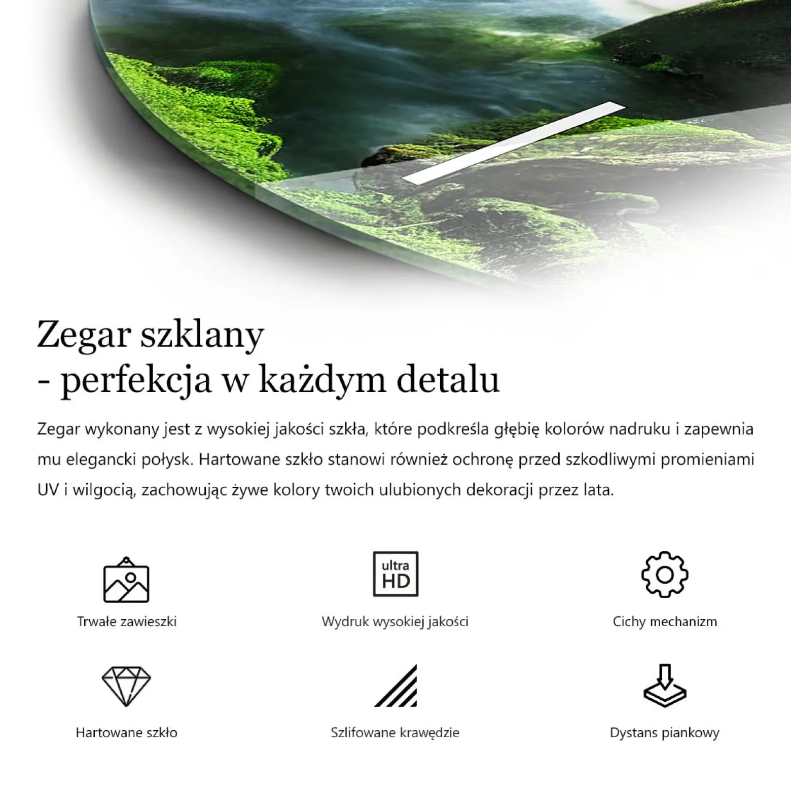 Nowoczesny szklany zegar ścienny Jezioro i góry Pireneje