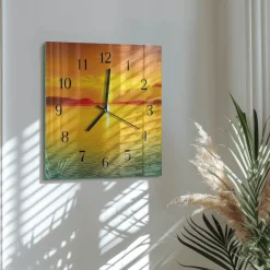 Nowoczesny zegar 30x30 Zachód Słońca design na ścianę
