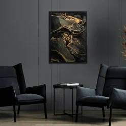Nowoczesny obraz abstrakcyjny 53x73 cm złoto-czarny