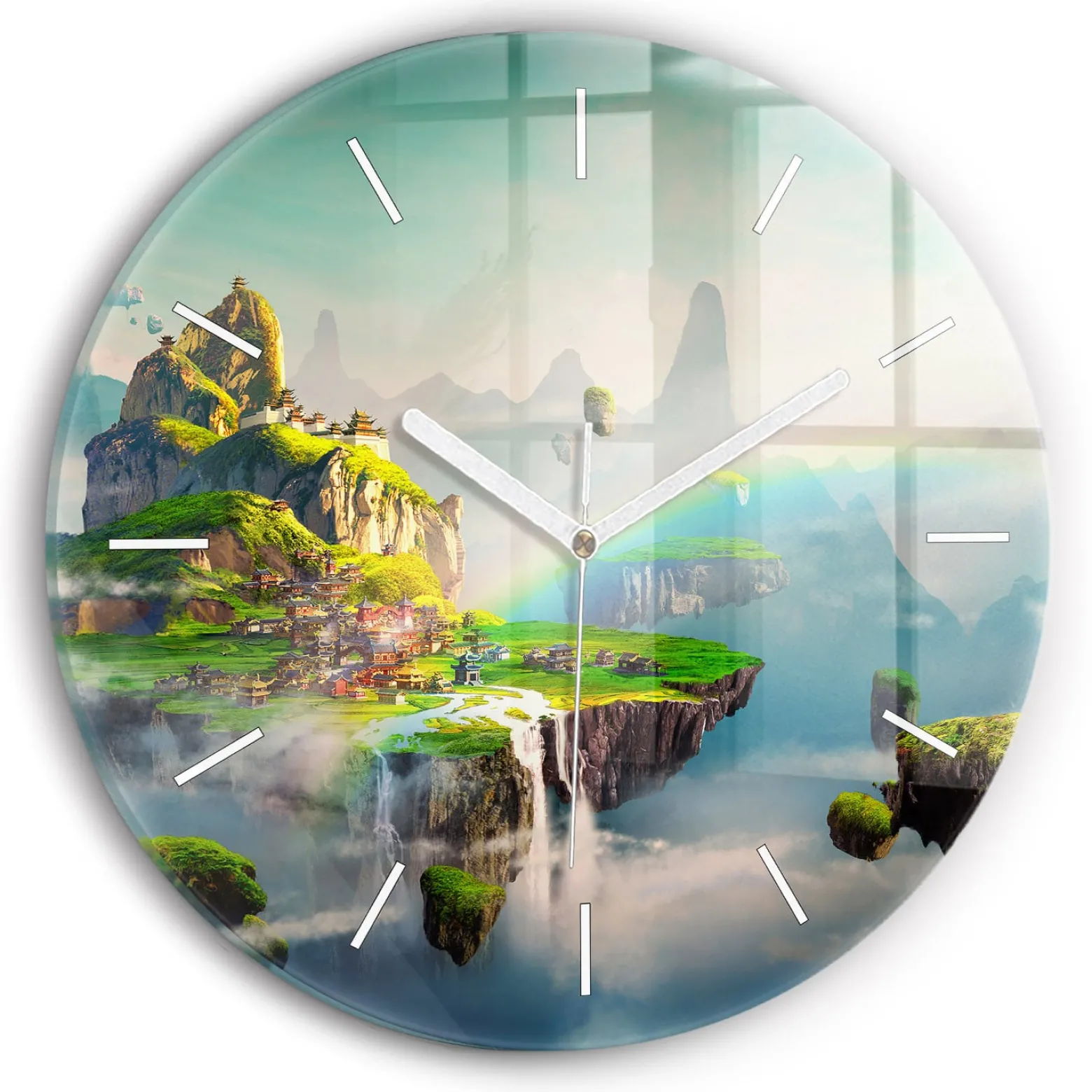Nowoczesny szklany zegar ścienny Chińskie fantasy fi30