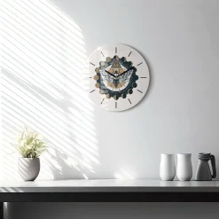 Nowoczesny szklany zegar ścienny Fazy księżyca i oko fi30