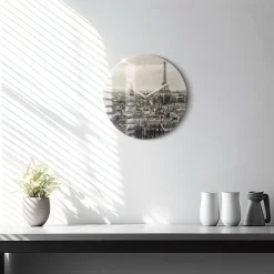 Nowoczesny szklany zegar ścienny Panorama Paryża fi30