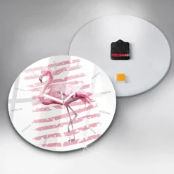 Nowoczesny szklany zegar ścienny Grafika flaminga fi30