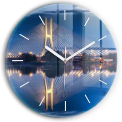 Nowoczesny szklany zegar ścienny Most Rędziński Wrocław fi30