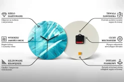 Nowoczesny szklany zegar ścienny Palma i wschód słońca fi30